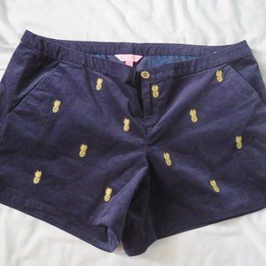 Lilly Pulitzer Navy and Gold Pineapple Shorts